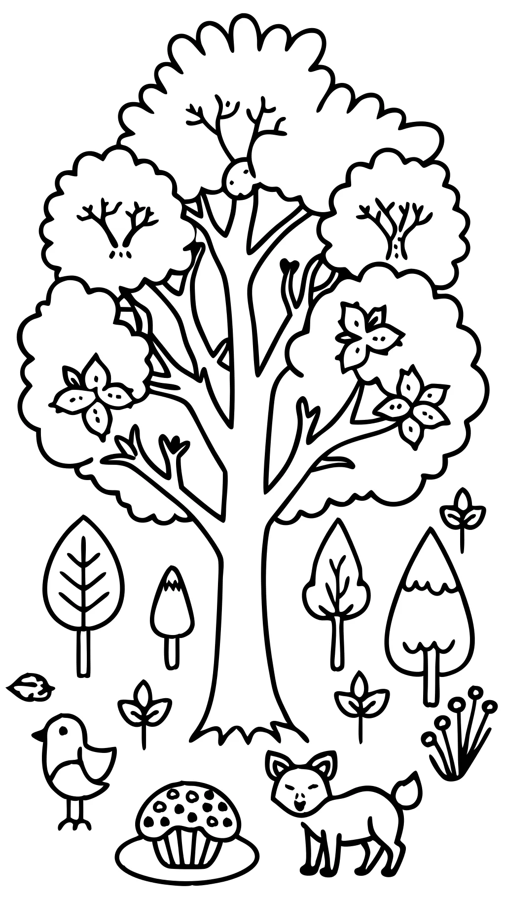 coloring page temperate deciduous forest clip art